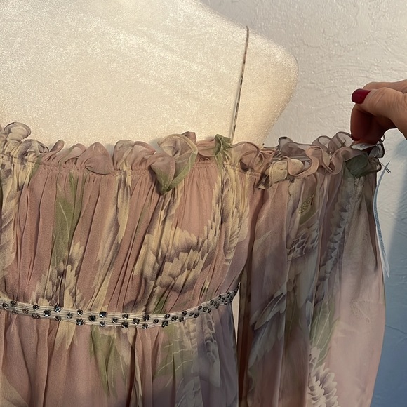 NWT Marchesa Notte Vintage Empire Waist floral cocktail dress w/Rhinestones Sz 8 - Picture 5 of 13